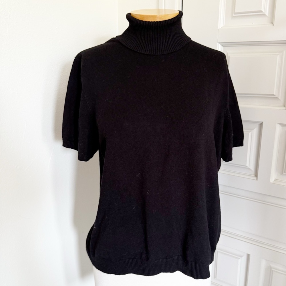 Judith Hart Black Turtleneck Sweater Top Short Sleeves Vintage Size 1X